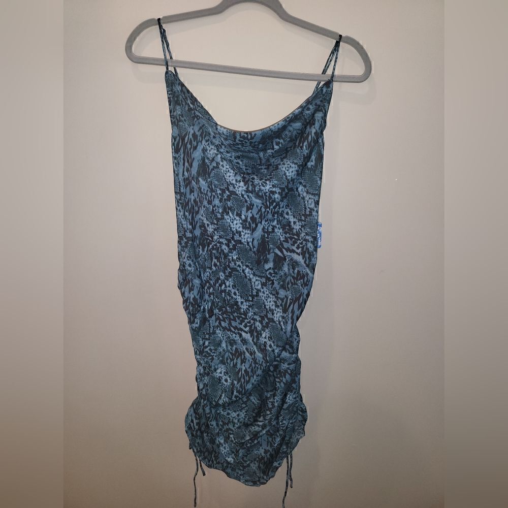 Free People Printed Slip Blue and Black Large NWT